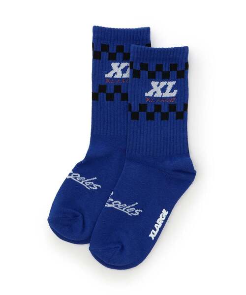 XLARGE KIDS（エクストララージキッズ）の「XLチェッカーリブクルーソックス（ソックス/靴下・キッズ・ホワイト/ブラック/ブルー・13-15cm/15-17cm/17-19cm/19-21cm）」の3枚目の写真