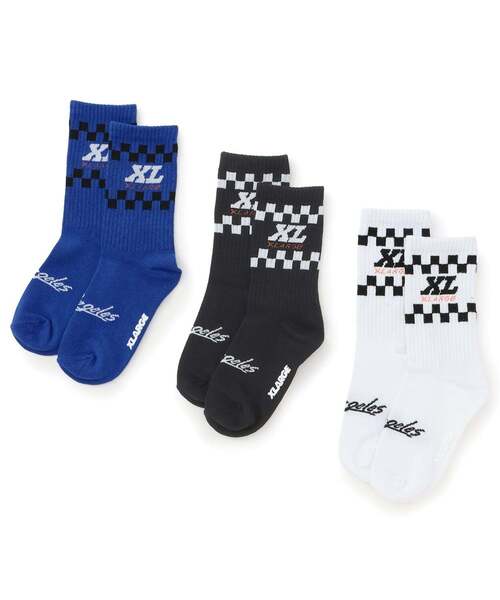 XLARGE KIDS（エクストララージキッズ）の「XLチェッカーリブクルーソックス（ソックス/靴下・キッズ・ホワイト/ブラック/ブルー・13-15cm/15-17cm/17-19cm/19-21cm）」の8枚目の写真