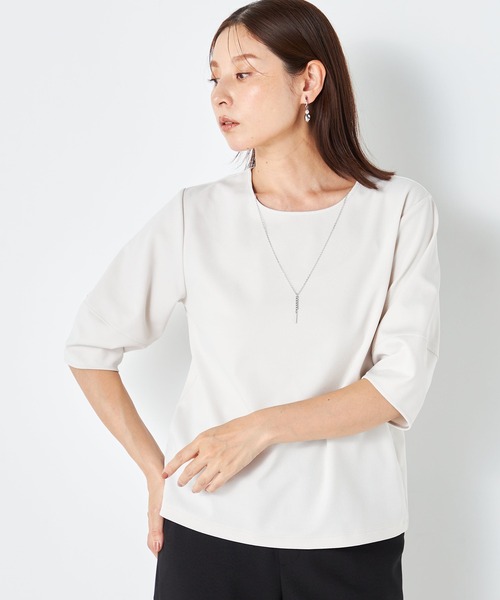 GALLORIA（ギャローリア）の「【UVカット】ネックレス付ランタンプルオーバー（Tシャツ/カットソー・レディース・ネイビー・L/M/S）」の3枚目の写真
