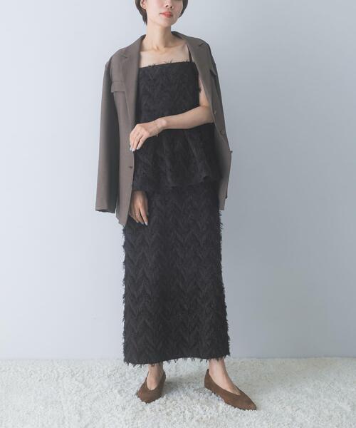 URBAN RESEARCH ROSSO WOMEN（アーバンリサーチ　ロッソ）の「ヘアリージャガードキャミソール（キャミソール・レディース・グレー/ブラック・FREE）」の4枚目の写真