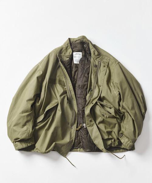 FREAK'S STORE(フリークスストア)の「フェード加工 3WAY M-65 ライナーセット ショートモッズコート/ブルゾン&キルティングライナーセット(モッズコート・メンズ・ブラック/ブラウン/オリーブ/サックスブルー・SMALL/MEDIUM/LARGE)」の3枚目の写真