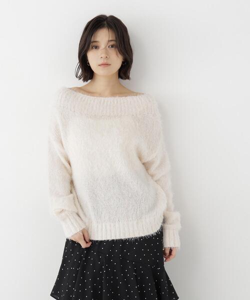 NATURAL BEAUTY BASIC(ナチュラルビューティーベーシック)の「オフショルヘアリーニット(ニット/セーター・レディース・オフホワイト/ブラウン/ピンク・FREE)」の5枚目の写真