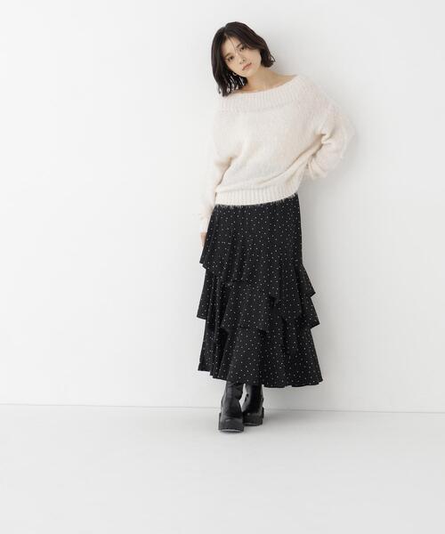NATURAL BEAUTY BASIC(ナチュラルビューティーベーシック)の「オフショルヘアリーニット(ニット/セーター・レディース・オフホワイト/ブラウン/ピンク・FREE)」の6枚目の写真