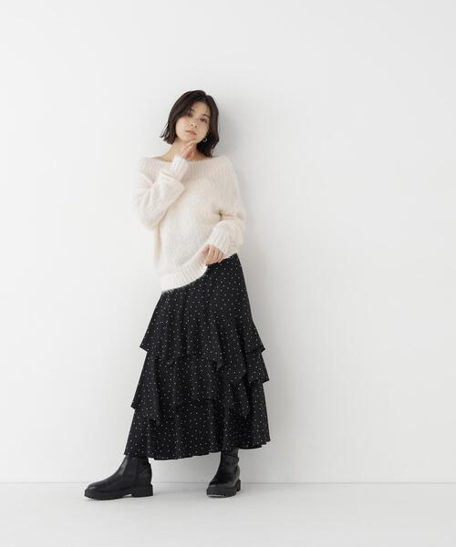 NATURAL BEAUTY BASIC(ナチュラルビューティーベーシック)の「オフショルヘアリーニット(ニット/セーター・レディース・オフホワイト/ブラウン/ピンク・FREE)」の10枚目の写真