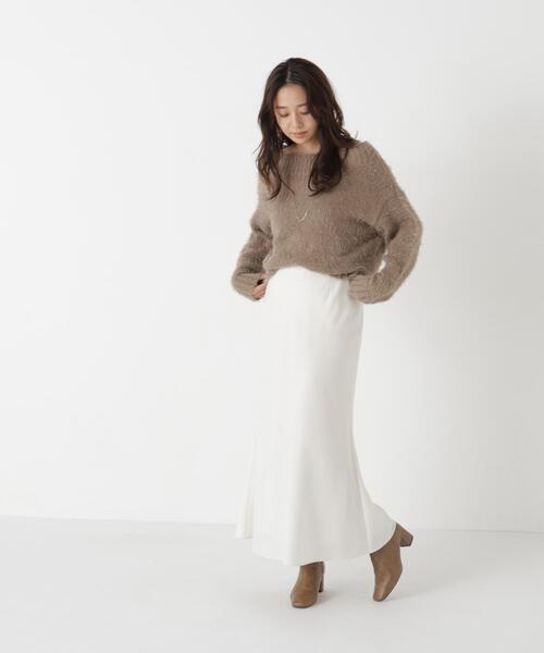 NATURAL BEAUTY BASIC(ナチュラルビューティーベーシック)の「オフショルヘアリーニット(ニット/セーター・レディース・オフホワイト/ブラウン/ピンク・FREE)」の12枚目の写真
