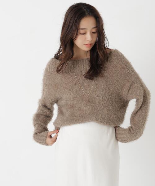 NATURAL BEAUTY BASIC(ナチュラルビューティーベーシック)の「オフショルヘアリーニット(ニット/セーター・レディース・オフホワイト/ブラウン/ピンク・FREE)」の13枚目の写真