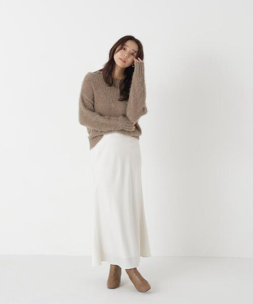 NATURAL BEAUTY BASIC(ナチュラルビューティーベーシック)の「オフショルヘアリーニット(ニット/セーター・レディース・オフホワイト/ブラウン/ピンク・FREE)」の18枚目の写真