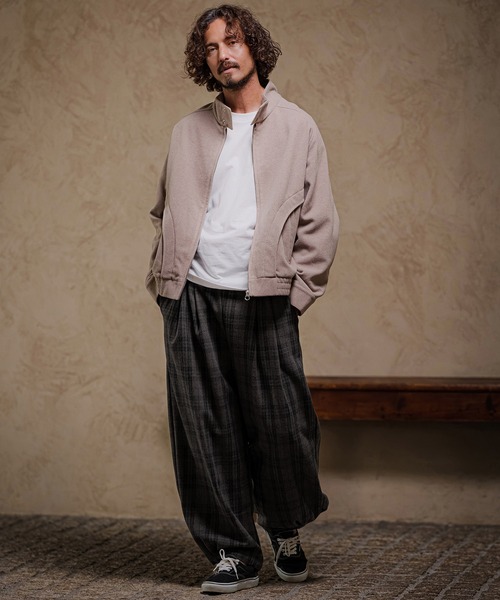 CAMBIO（カンビオ）の「mp15392-Wool Check Wide Tuck Balloon Pants ワイドタックバルーンパンツ(PF-262-022)（その他パンツ・メンズ・ベージュ/チャコール・L/M）」の6枚目の写真