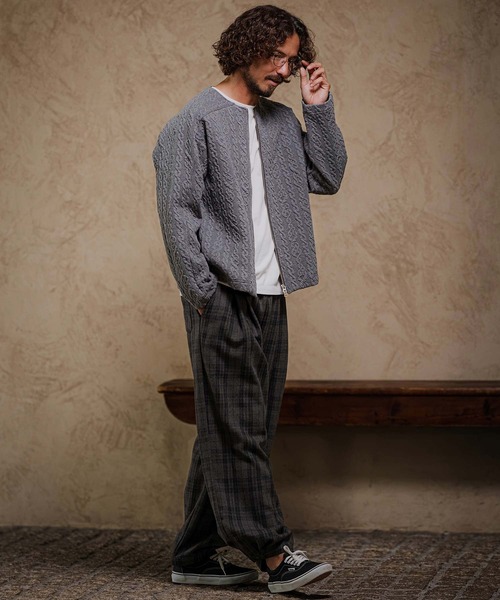 CAMBIO（カンビオ）の「mp15392-Wool Check Wide Tuck Balloon Pants ワイドタックバルーンパンツ(PF-262-022)（その他パンツ・メンズ・ベージュ/チャコール・L/M）」の8枚目の写真