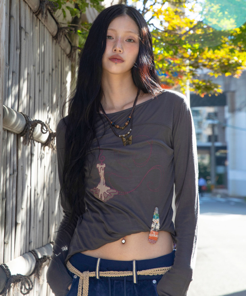 RuNaKi'Hu'(ルナキフ)の「WXT086 KAORI フィンガーホール ボートネック ロングスリーブ (CHARCOAL)(Tシャツ/カットソー・レディース・その他・1/2)」の2枚目の写真