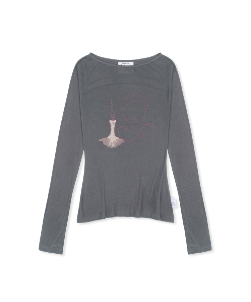 RuNaKi'Hu'(ルナキフ)の「WXT086 KAORI フィンガーホール ボートネック ロングスリーブ (CHARCOAL)(Tシャツ/カットソー・レディース・その他・1/2)」の4枚目の写真
