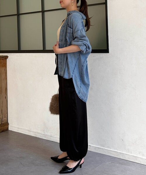 Chez toi（シェトワ）の「サテンパラシュートパンツ（その他パンツ・レディース・グレイッシュベージュ/ブラウン/ブラック・FREE）」の9枚目の写真