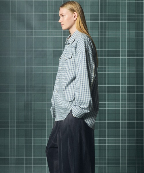 MAISON SPECIAL(メゾンスペシャル)の「《UNISEX》デストロイダメージプライムオーバーコットンネルウエスタンシャツ/Destroy Damage Prime-Over Cotton Flannel Western Shirt【MAISON SPECIAL/メゾンスペシャル】(シャツ/ブラウス・メンズ・ブルー/グリーン/ネイビー・0/1/2)」の17枚目の写真