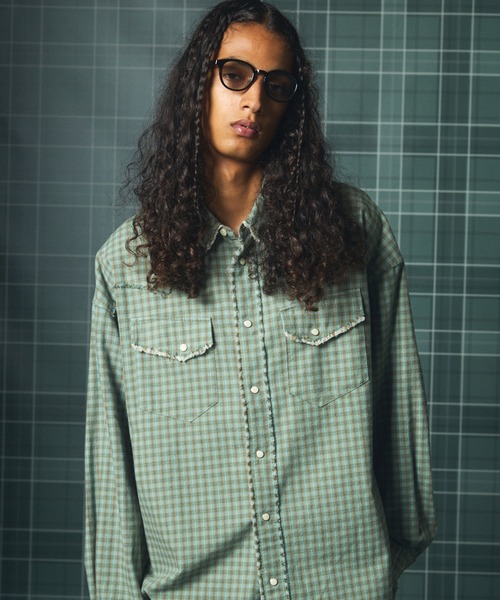 MAISON SPECIAL(メゾンスペシャル)の「《UNISEX》デストロイダメージプライムオーバーコットンネルウエスタンシャツ/Destroy Damage Prime-Over Cotton Flannel Western Shirt【MAISON SPECIAL/メゾンスペシャル】(シャツ/ブラウス・メンズ・ブルー/グリーン/ネイビー・0/1/2)」の14枚目の写真