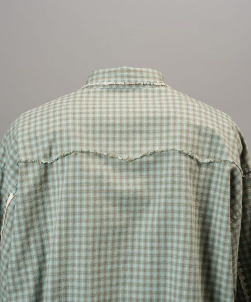 MAISON SPECIAL(メゾンスペシャル)の「《UNISEX》デストロイダメージプライムオーバーコットンネルウエスタンシャツ/Destroy Damage Prime-Over Cotton Flannel Western Shirt【MAISON SPECIAL/メゾンスペシャル】(シャツ/ブラウス・メンズ・ブルー/グリーン/ネイビー・0/1/2)」の22枚目の写真