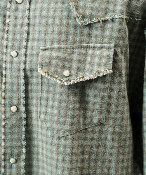 MAISON SPECIAL(メゾンスペシャル)の「《UNISEX》デストロイダメージプライムオーバーコットンネルウエスタンシャツ/Destroy Damage Prime-Over Cotton Flannel Western Shirt【MAISON SPECIAL/メゾンスペシャル】(シャツ/ブラウス・メンズ・ブルー/グリーン/ネイビー・0/1/2)」の19枚目の写真