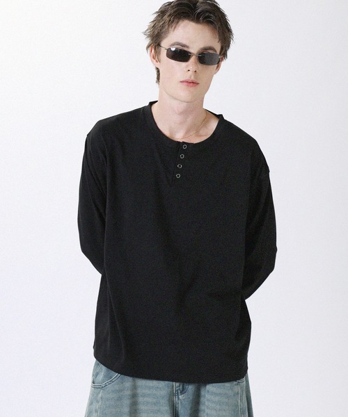 MSG(エムエスジー)の「ヘンリーネックロングスリーブTシャツ カットソー ヴィンテージ加工/無地(Tシャツ/カットソー・メンズ・ブラウン/ホワイト/ブラック/チャコール・L/M)」の15枚目の写真