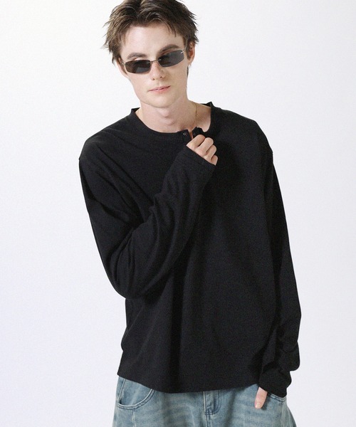 MSG(エムエスジー)の「ヘンリーネックロングスリーブTシャツ カットソー ヴィンテージ加工/無地(Tシャツ/カットソー・メンズ・ブラウン/ホワイト/ブラック/チャコール・L/M)」の17枚目の写真