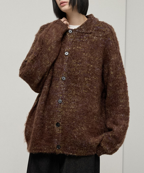 Alfred Alex】Shaggy Knit Shirt Cardigan / モヘアライク シャギー