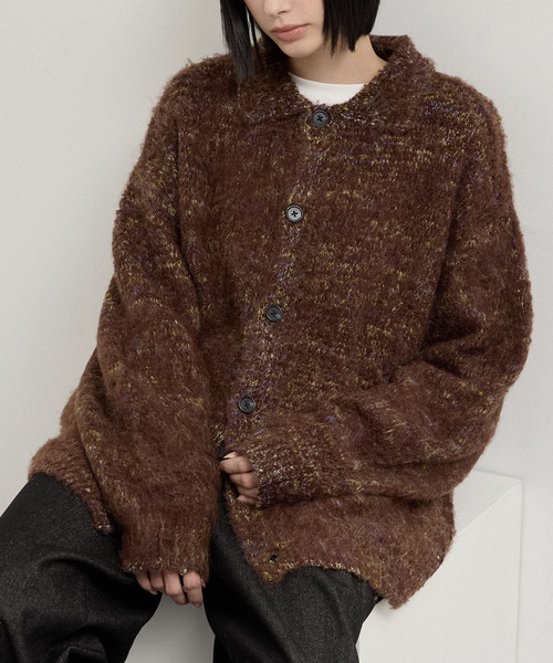Alfred Alex】Shaggy Knit Shirt Cardigan / モヘアライク シャギー