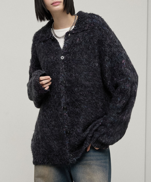 Alfred Alex】Shaggy Knit Shirt Cardigan / モヘアライク シャギー