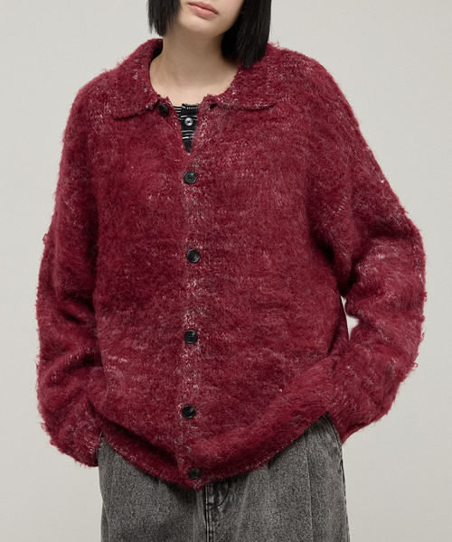 Alfred Alex】Shaggy Knit Shirt Cardigan / モヘアライク シャギー