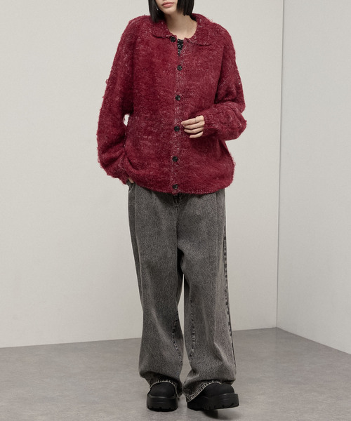 Alfred Alex】Shaggy Knit Shirt Cardigan / モヘアライク シャギー