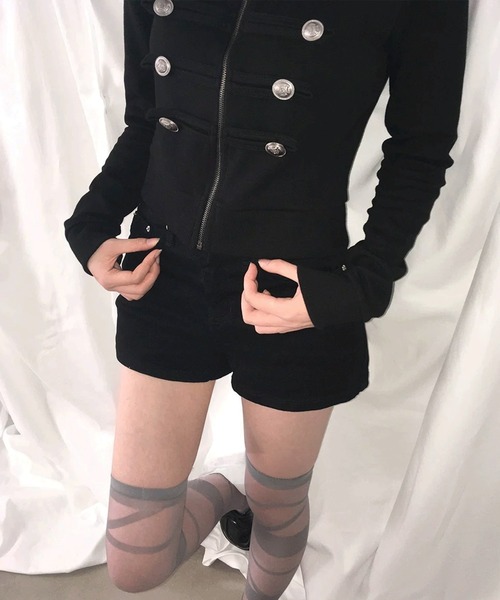 .KOM(ドットコム)の「A'GEM/9 × .kom 『.KOM/ドットケーオーエム』ナポレオンスウェットジャケット(その他トップス・レディース・グレー/ブラック・FREE)」の9枚目の写真