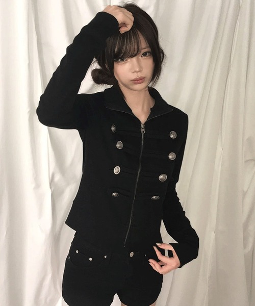 .KOM(ドットコム)の「A'GEM/9 × .kom 『.KOM/ドットケーオーエム』ナポレオンスウェットジャケット(その他トップス・レディース・グレー/ブラック・FREE)」の5枚目の写真