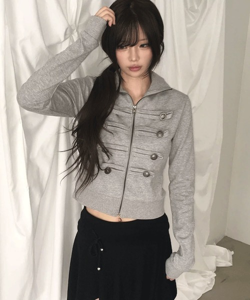 .KOM(ドットコム)の「A'GEM/9 × .kom 『.KOM/ドットケーオーエム』ナポレオンスウェットジャケット(その他トップス・レディース・グレー/ブラック・FREE)」の12枚目の写真