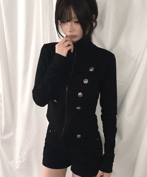 .KOM(ドットコム)の「A'GEM/9 × .kom 『.KOM/ドットケーオーエム』ナポレオンスウェットジャケット(その他トップス・レディース・グレー/ブラック・FREE)」の4枚目の写真