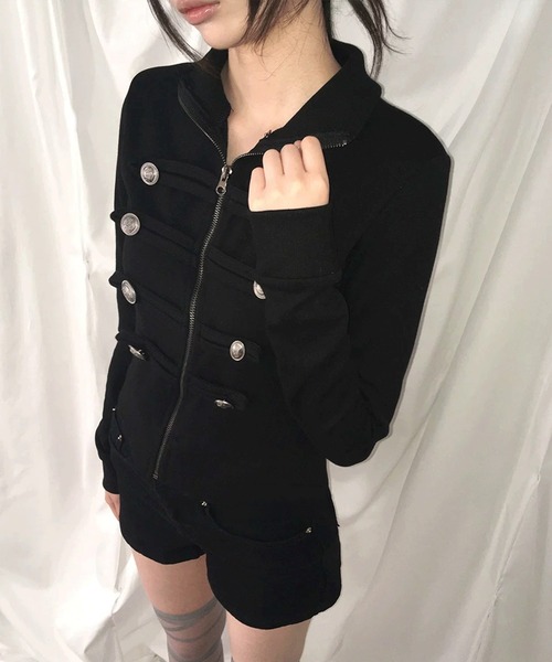 .KOM(ドットコム)の「A'GEM/9 × .kom 『.KOM/ドットケーオーエム』ナポレオンスウェットジャケット(その他トップス・レディース・グレー/ブラック・FREE)」の7枚目の写真