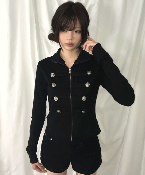 .KOM(ドットコム)の「A'GEM/9 × .kom 『.KOM/ドットケーオーエム』ナポレオンスウェットジャケット(その他トップス・レディース・グレー/ブラック・FREE)」の6枚目の写真