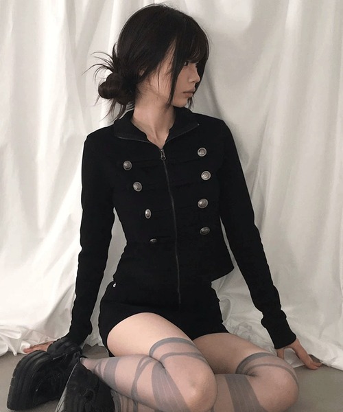 .KOM(ドットコム)の「A'GEM/9 × .kom 『.KOM/ドットケーオーエム』ナポレオンスウェットジャケット(その他トップス・レディース・グレー/ブラック・FREE)」の3枚目の写真