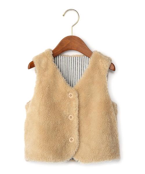 green label relaxing（グリーンレーベルリラクシング）の「ボア ジレ リバーシブル◆（ベスト・キッズ・ナチュラル/ベージュ・95cm/105cm/115cm/125cm）」の10枚目の写真