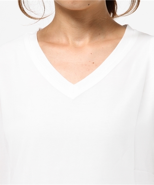 MOUSSY（マウジー）の「CIFFON LAYERED TOPS（Tシャツ/カットソー・レディース・ネイビー/カーキ/ホワイト・FREE）」の7枚目の写真