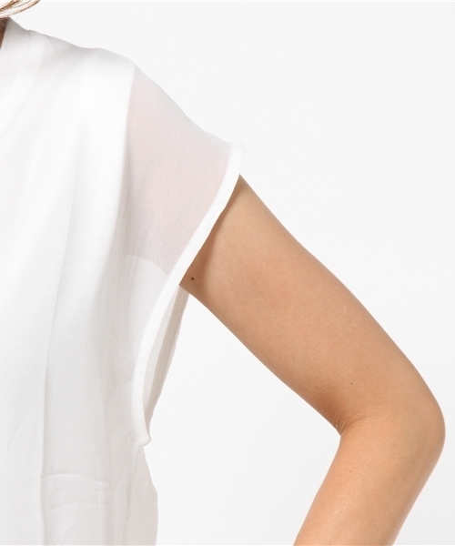 MOUSSY（マウジー）の「CIFFON LAYERED TOPS（Tシャツ/カットソー・レディース・ネイビー/カーキ/ホワイト・FREE）」の8枚目の写真