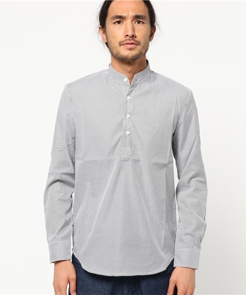 Revo.(レボ)の「Revo. SELECT ITEM / バンドカラー ストライプ プルオーバーシャツ(シャツ/ブラウス・メンズ・ブラック/ネイビー・X-LARGE/LARGE/MEDIUM)」の7枚目の写真