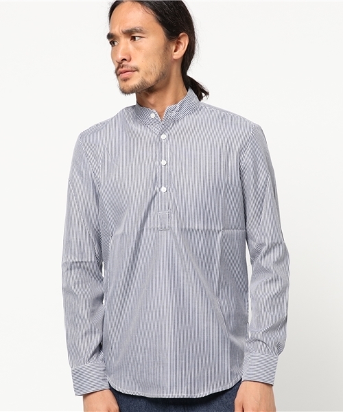 Revo.(レボ)の「Revo. SELECT ITEM / バンドカラー ストライプ プルオーバーシャツ(シャツ/ブラウス・メンズ・ブラック/ネイビー・X-LARGE/LARGE/MEDIUM)」の8枚目の写真