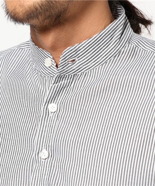 Revo.(レボ)の「Revo. SELECT ITEM / バンドカラー ストライプ プルオーバーシャツ(シャツ/ブラウス・メンズ・ブラック/ネイビー・X-LARGE/LARGE/MEDIUM)」の10枚目の写真