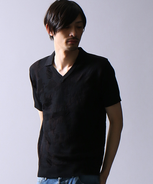 5351 POUR LES HOMMES（ゴーサンゴーイチプールオム）の「カモフラジャガードスキッパーポロシャツ（ポロシャツ・メンズ・ホワイト/ブラック/カーキ・46/44/48）」の3枚目の写真