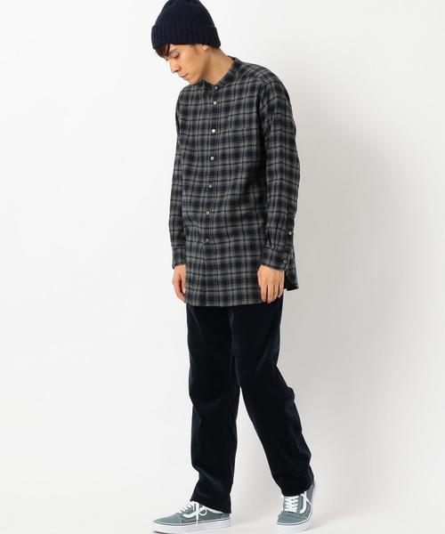 green label relaxing（グリーンレーベルリラクシング）の「【WEB限定】SC★★チェックロングバンドカラー シャツ ◆（シャツ/ブラウス・メンズ・グレー/モカ/ネイビー・SMALL/MEDIUM/LARGE）」の18枚目の写真