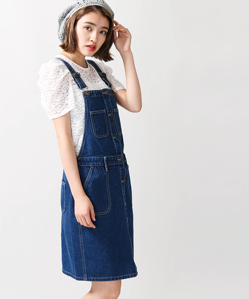 WEGO（ウィゴー）の「WEGO/レトロタイトジャンパースカート（ジャンパースカート・レディース・インディゴブルー/その他1/ダークインディゴブルー・FREE）」の2枚目の写真