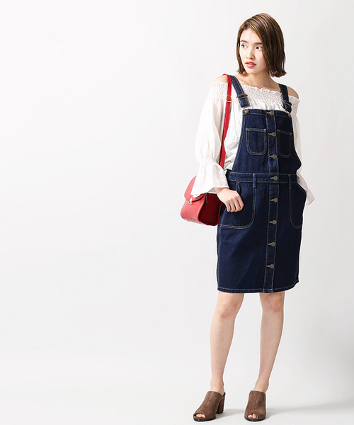 WEGO（ウィゴー）の「WEGO/レトロタイトジャンパースカート（ジャンパースカート・レディース・インディゴブルー/その他1/ダークインディゴブルー・FREE）」の5枚目の写真