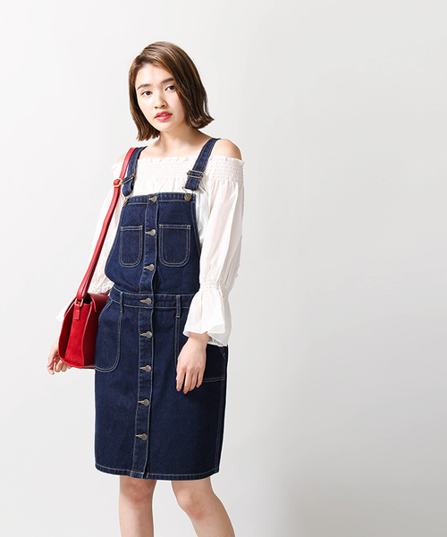 WEGO（ウィゴー）の「WEGO/レトロタイトジャンパースカート（ジャンパースカート・レディース・インディゴブルー/その他1/ダークインディゴブルー・FREE）」の7枚目の写真