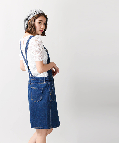 WEGO（ウィゴー）の「WEGO/レトロタイトジャンパースカート（ジャンパースカート・レディース・インディゴブルー/その他1/ダークインディゴブルー・FREE）」の11枚目の写真