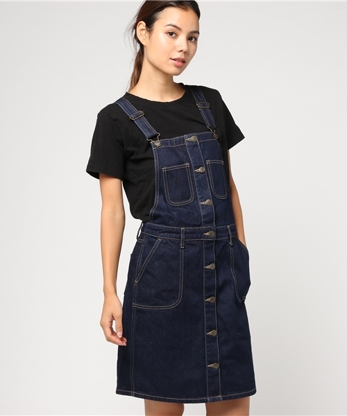 WEGO（ウィゴー）の「WEGO/レトロタイトジャンパースカート（ジャンパースカート・レディース・インディゴブルー/その他1/ダークインディゴブルー・FREE）」の3枚目の写真