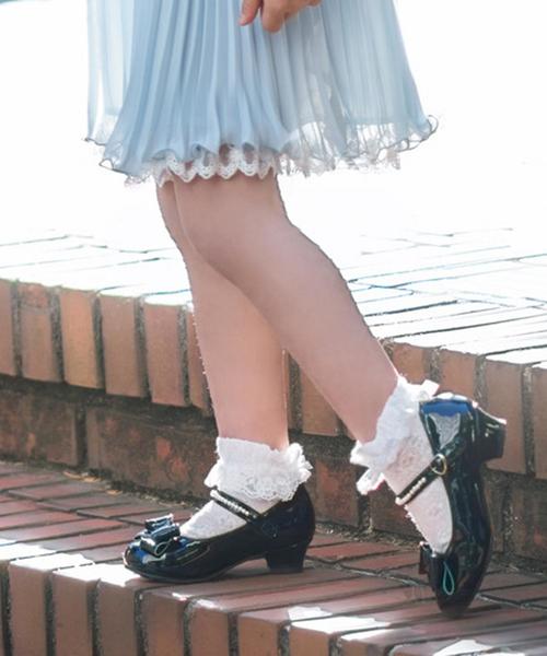 Any Fam エニィファム の Kids雑貨 セレモニー花柄ラメショートソックス ソックス 靴下 Wear