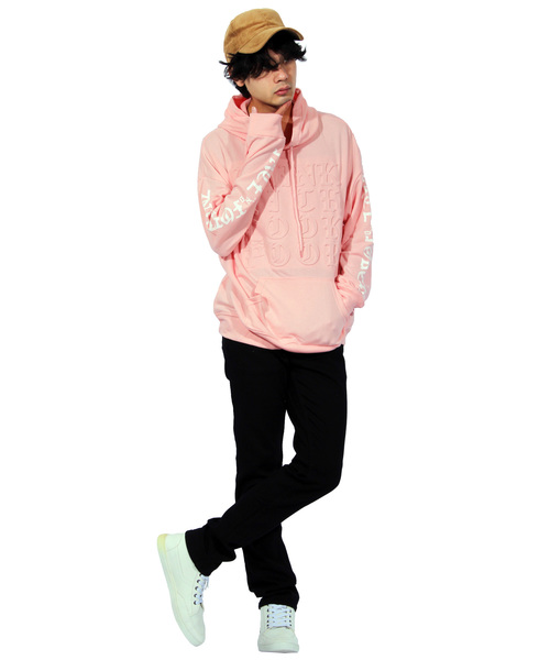 ８(eight)（エイト）の「袖プリント ロゴ プルオーバー パーカー（パーカー・メンズ・ホワイト/ブラック/ピンク・MEDIUM/LARGE）」の6枚目の写真