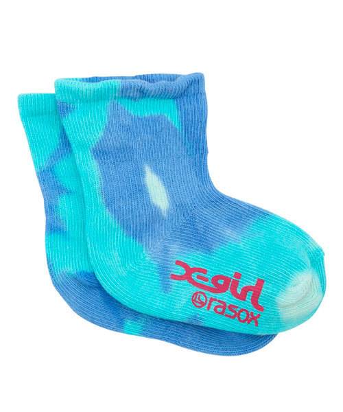 X-girl Stages(エックスガールステージス)の「XGS★ × rasox “CAMOUFLAGE”(ソックス/靴下・キッズ・ブルー/ピンク/グリーン・SMALL/MEDIUM/LARGE)」の1枚目の写真